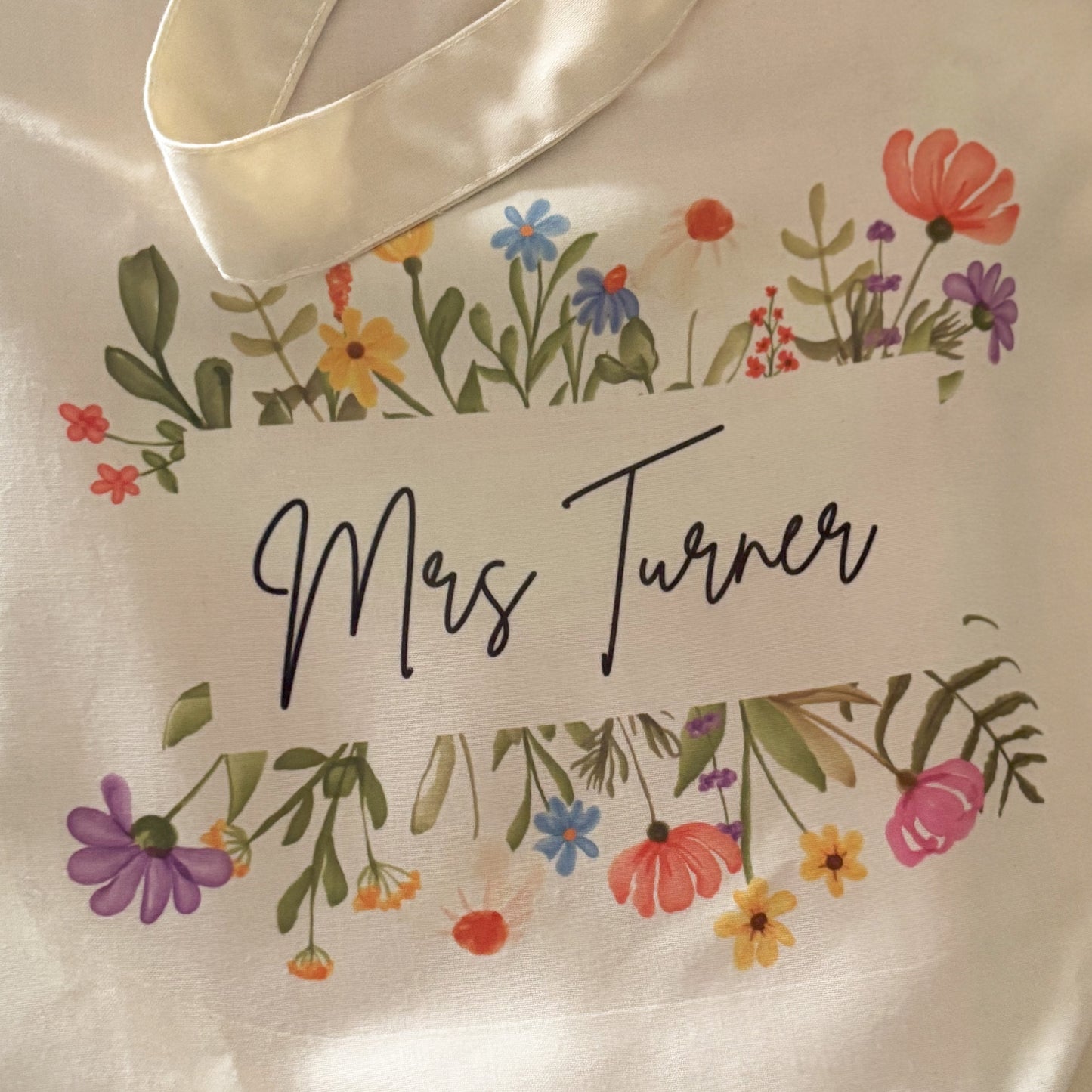 Personalised floral tote bag
