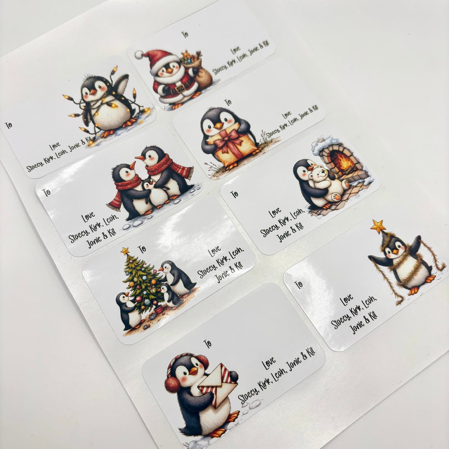 Penguins Family | Christmas Present Labels | Group Stickers | Easy Packing