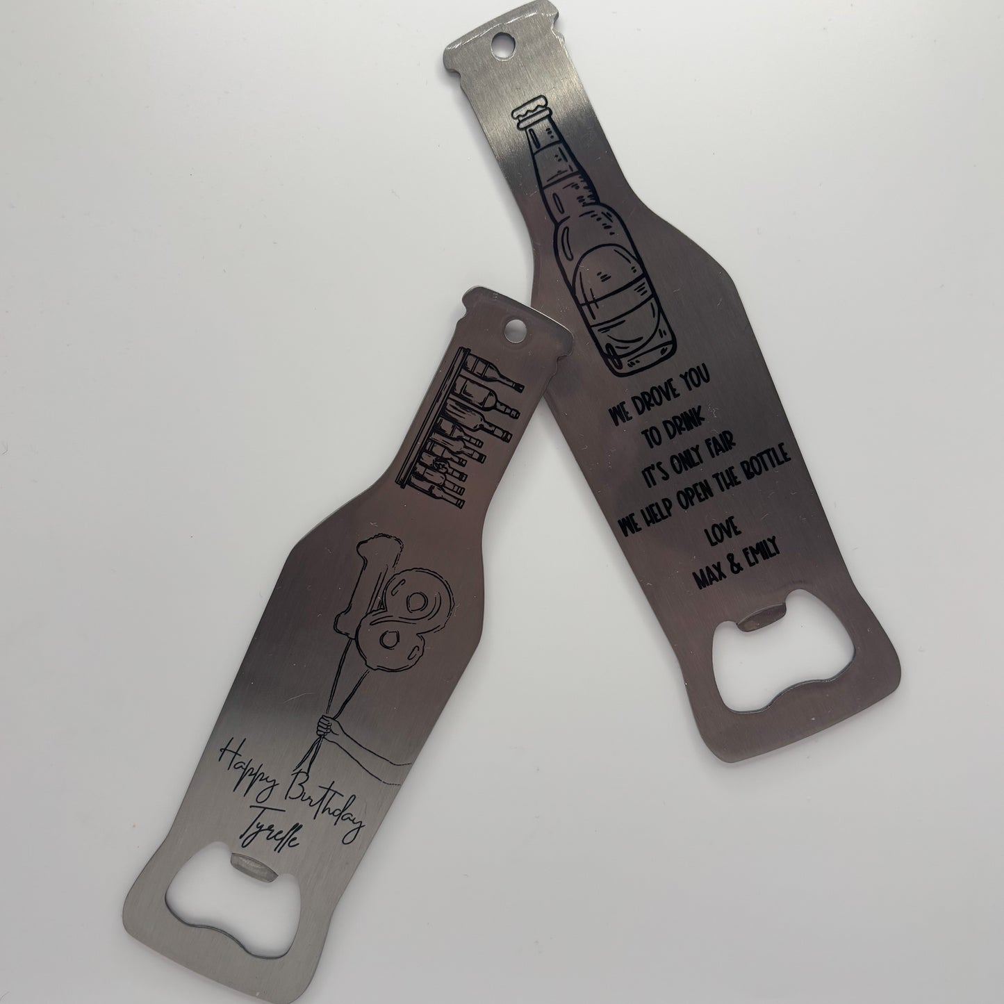 Personalised metal Bottle shaped bottle opener