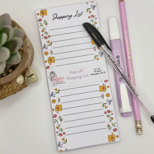 Shopping list | Floral | 3x7inch note pad | Notes | Stationary
