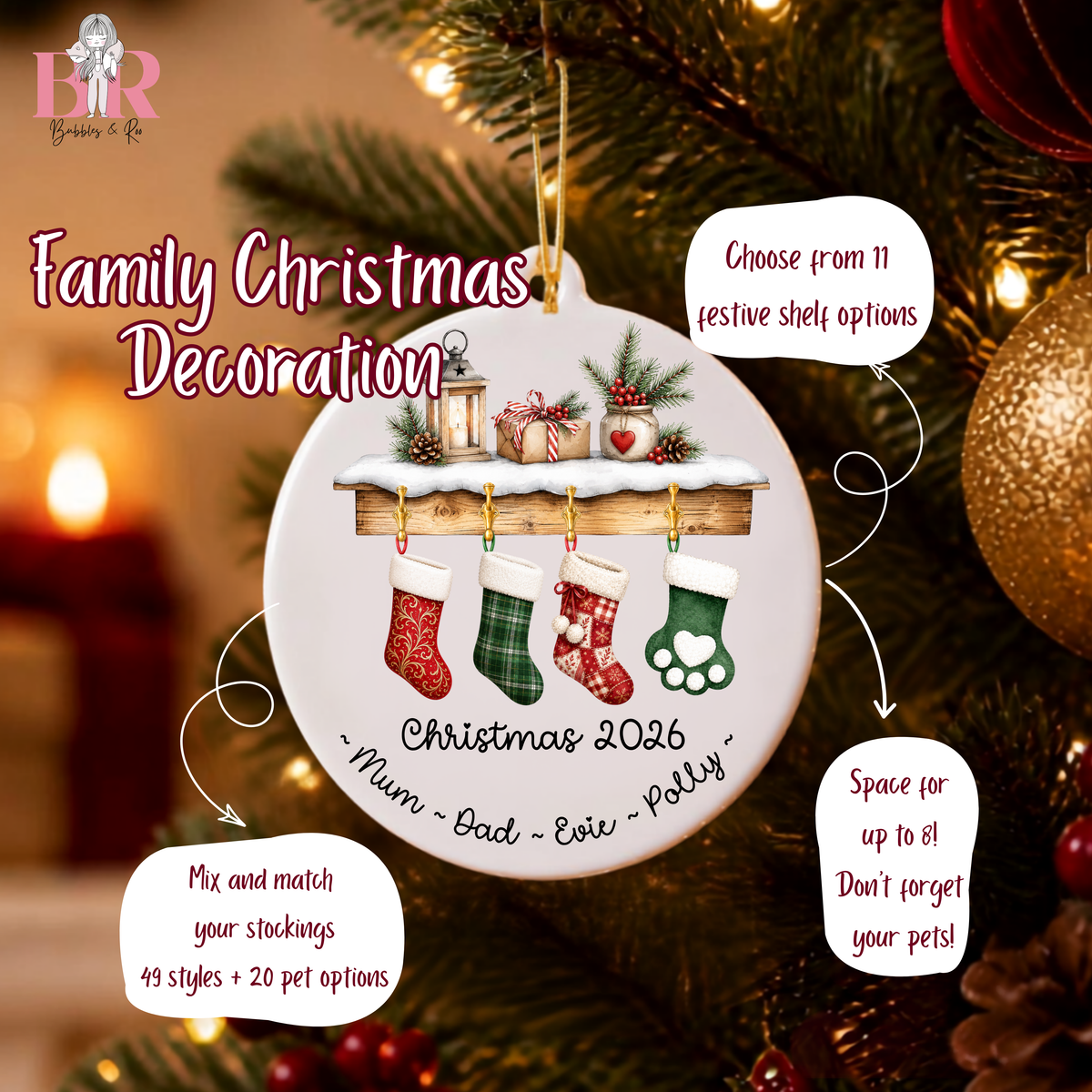 Stockings Family Christmas Decoration | Hanging Ornament | Memories | Gift giving | Festive