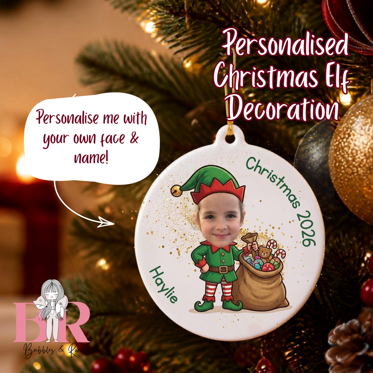 Elf-Yourself | Ceramic | Christmas Ornament | Personalised | Holiday gift | Photo
