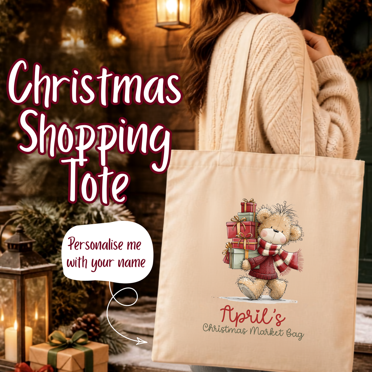 Personalised Christmas tote bag | shopping | Gift idea | Christmas Market