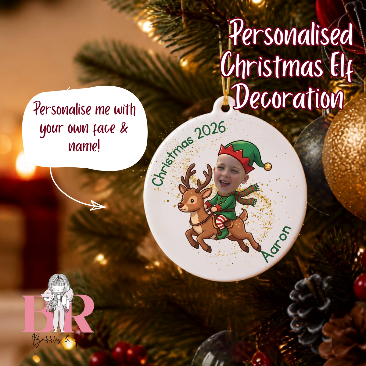 Elf-Yourself | Ceramic | Christmas Ornament | Personalised | Holiday gift | Photo