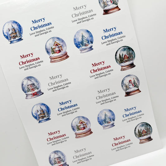 Snow Globe Family Christmas Stickers