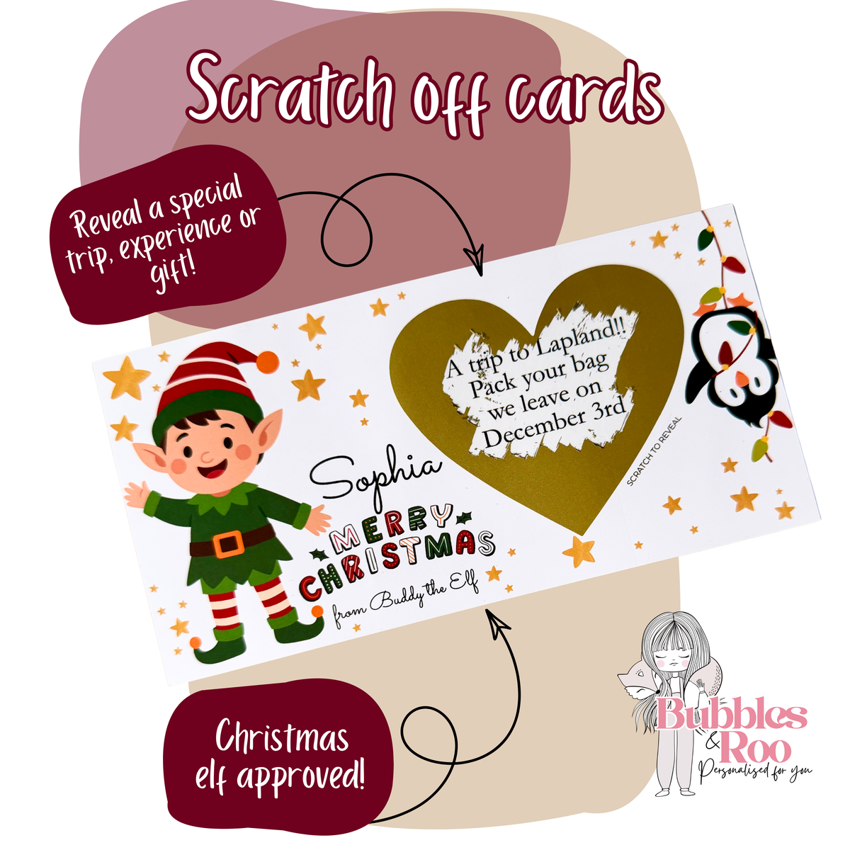 Christmas scratch off ticket | Memories | Souvenir | Foil | Elf