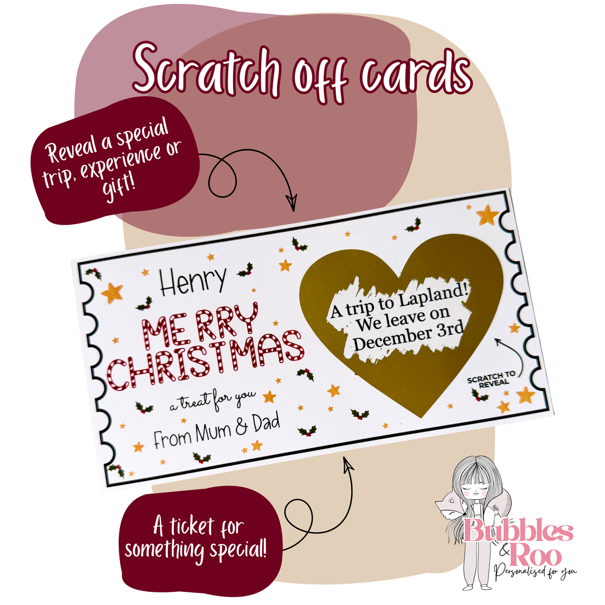 Christmas scratch off ticket | Memories | Souvenir | Foil | Elf