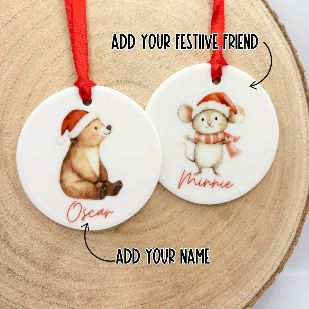 Festive friend | Ceramic | Christmas Ornament | Personalised | Holiday gift
