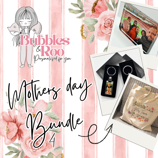 Mothers Day Bundle 4 | Large crystal photo block | Leather chain keyring | Tote bag | photos | gift