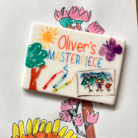 Children's artwork saver fridge magnet