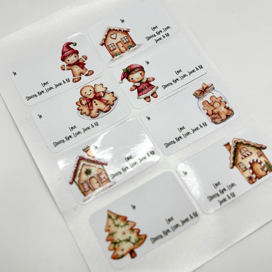 Gingerbread Family | Christmas Present Labels | Group Stickers | Easy Packing