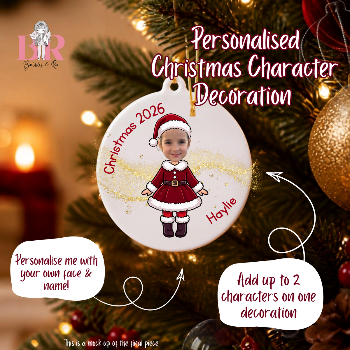Christmas Character | Ceramic | Christmas Ornament | Personalised | Holiday gift | Photo