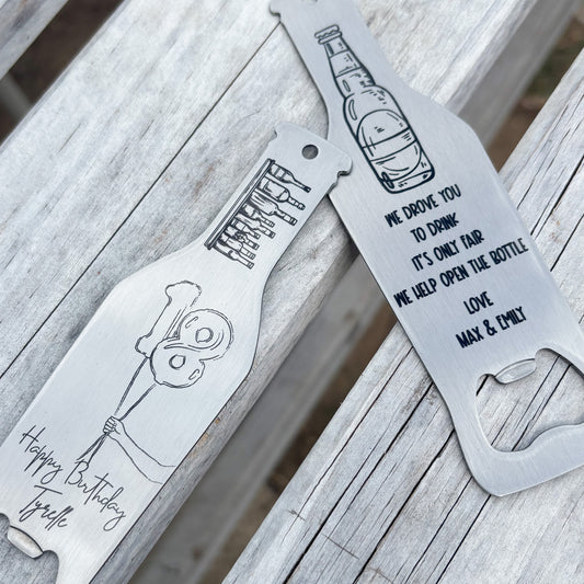 Personalised metal Bottle shaped bottle opener