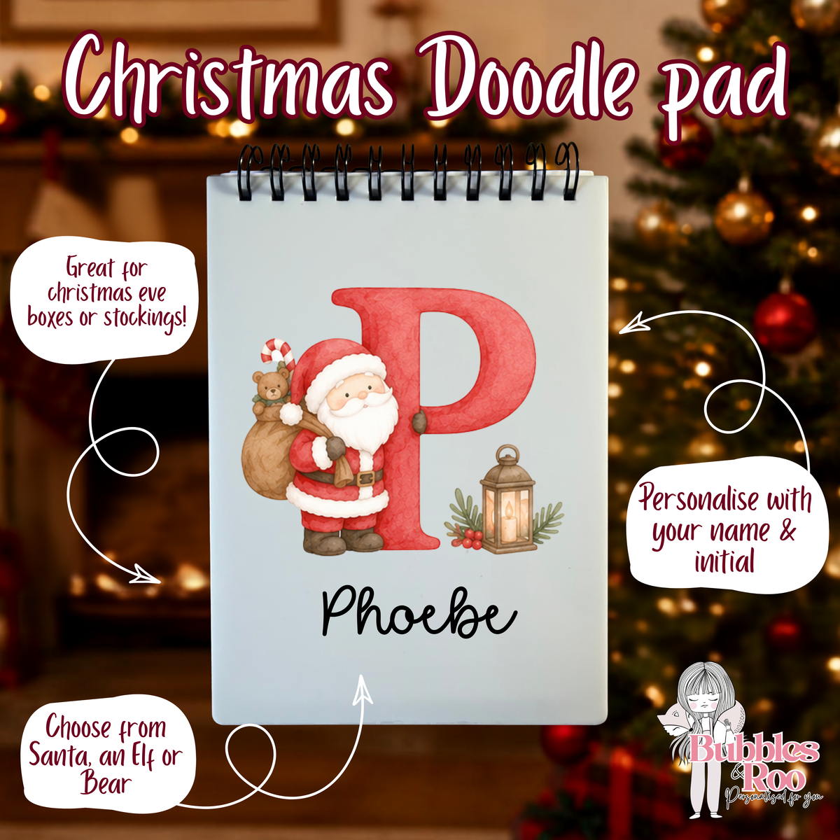 Christmas Doodle Pad | Personalised | Name | Doodles | Gift | Elf
