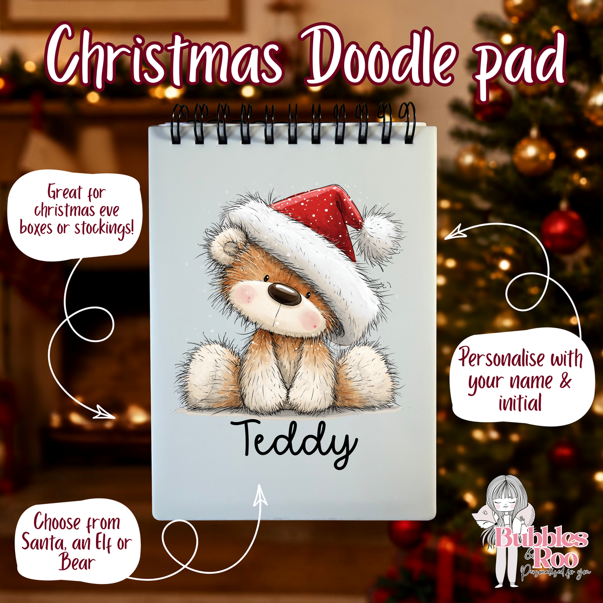 Christmas Doodle Pad | Personalised | Name | Doodles | Gift | Elf