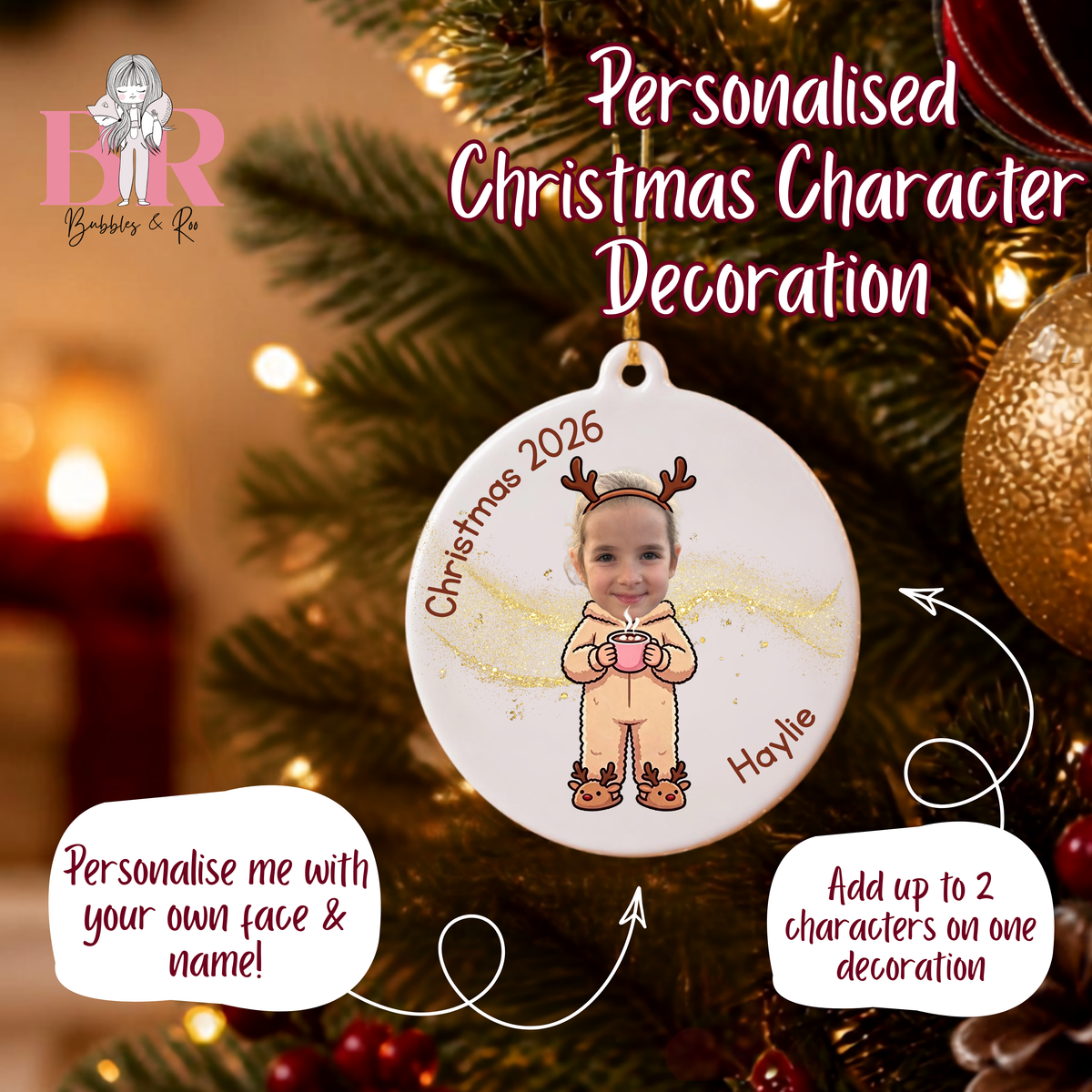 Christmas Character | Ceramic | Christmas Ornament | Personalised | Holiday gift | Photo