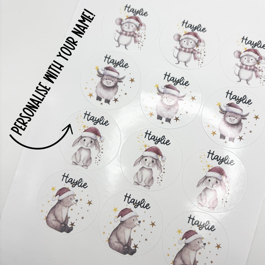 Festive friends name stickers