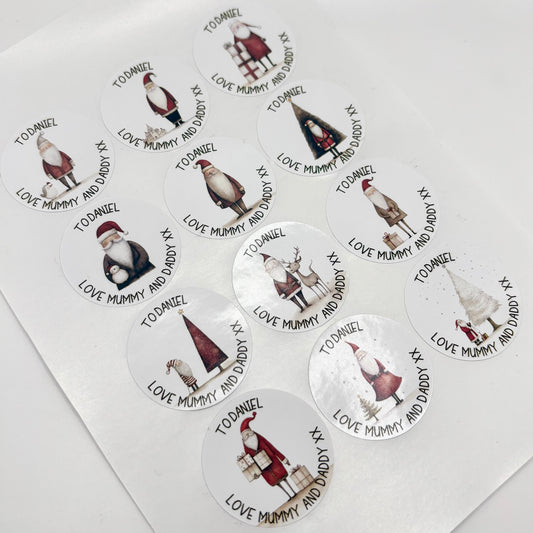 All the Santas | Christmas Present Labels | Name Stickers | Easy Packing