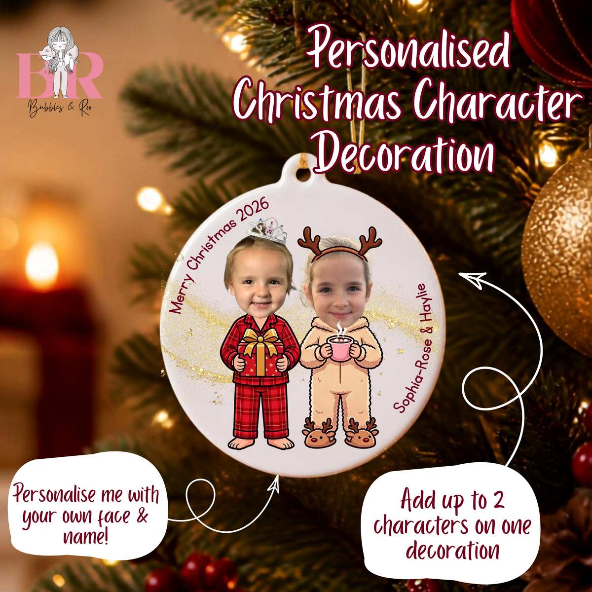 Christmas Character | Ceramic | Christmas Ornament | Personalised | Holiday gift | Photo