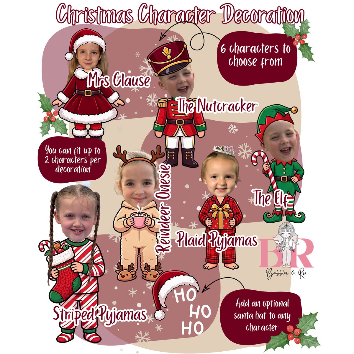 Christmas Character | Ceramic | Christmas Ornament | Personalised | Holiday gift | Photo