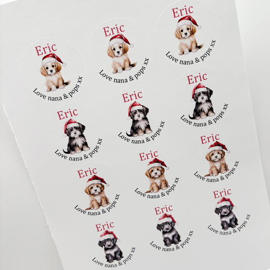 Puppies Christmas Stickers