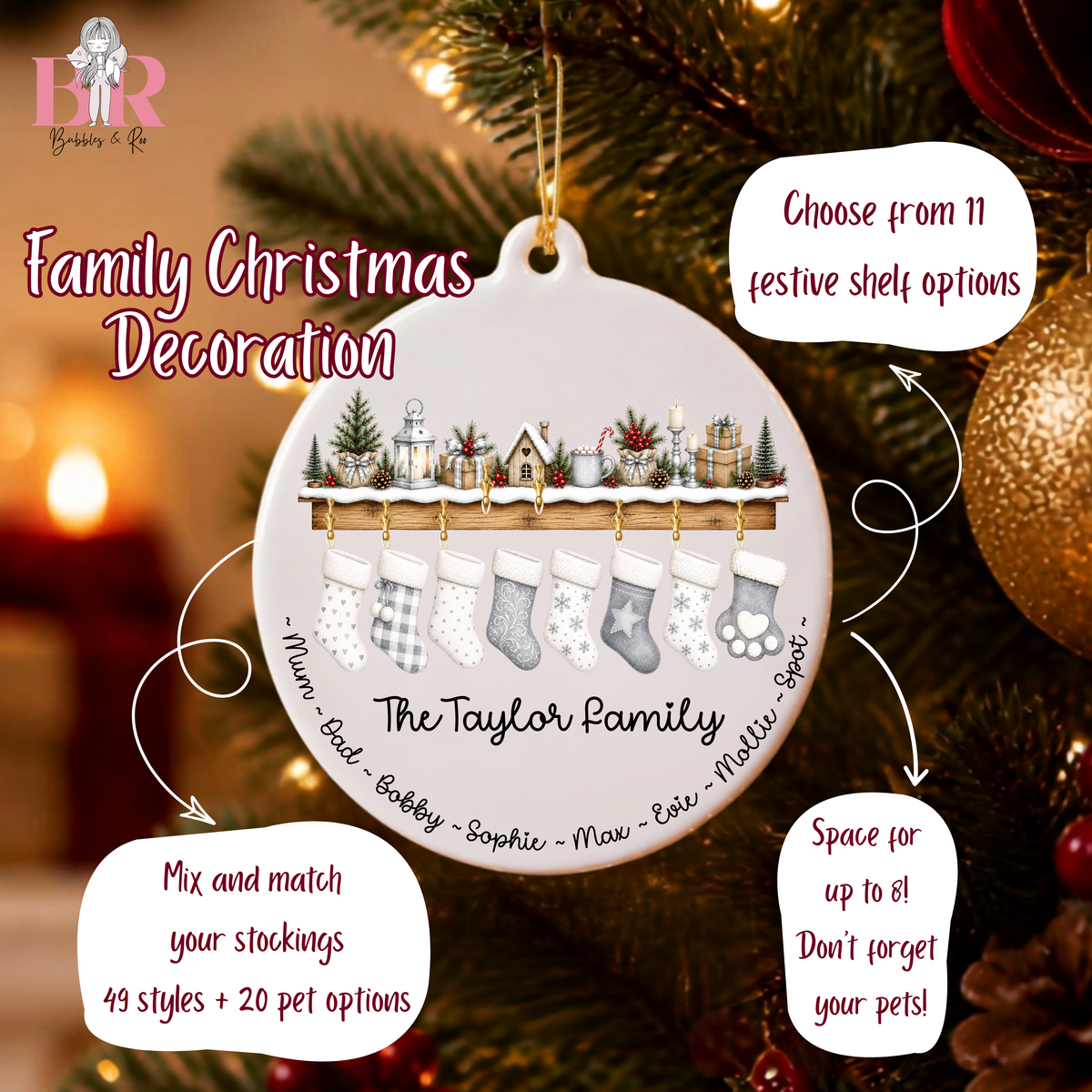 Stockings Family Christmas Decoration | Hanging Ornament | Memories | Gift giving | Festive