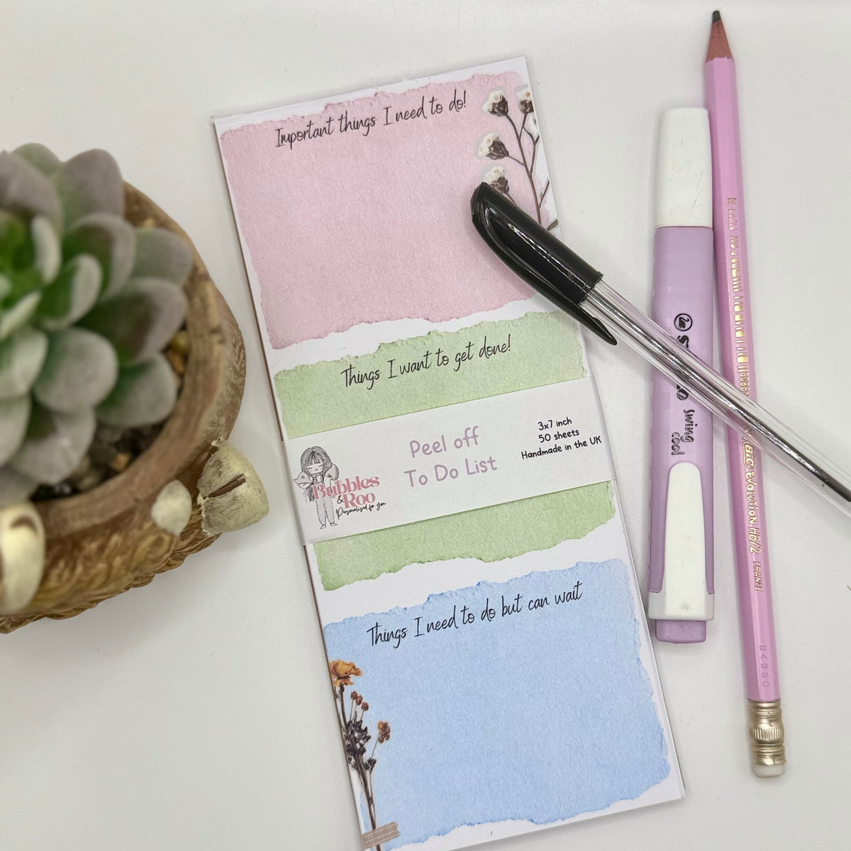 Triple to do list | scrapbook style | 3x7inch note pad | Notes | Stationary