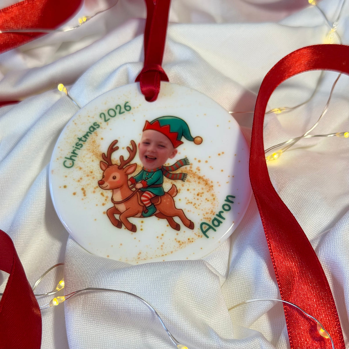 Fiver Friday | Elf-Yourself | Ceramic | Christmas Ornament | Personalised | Holiday gift | Photo