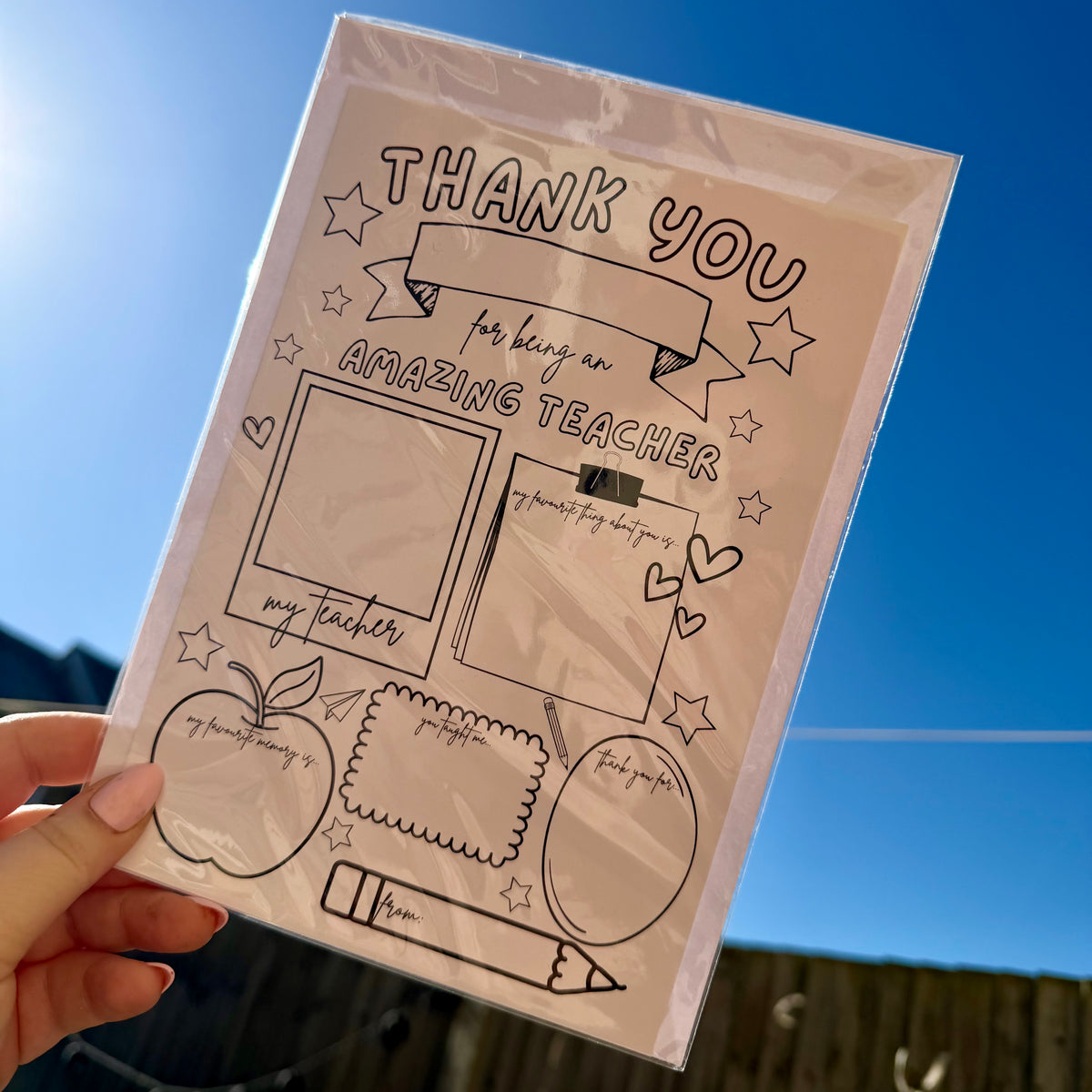 Colour me cards | Teacher card | Thank you | Cards
