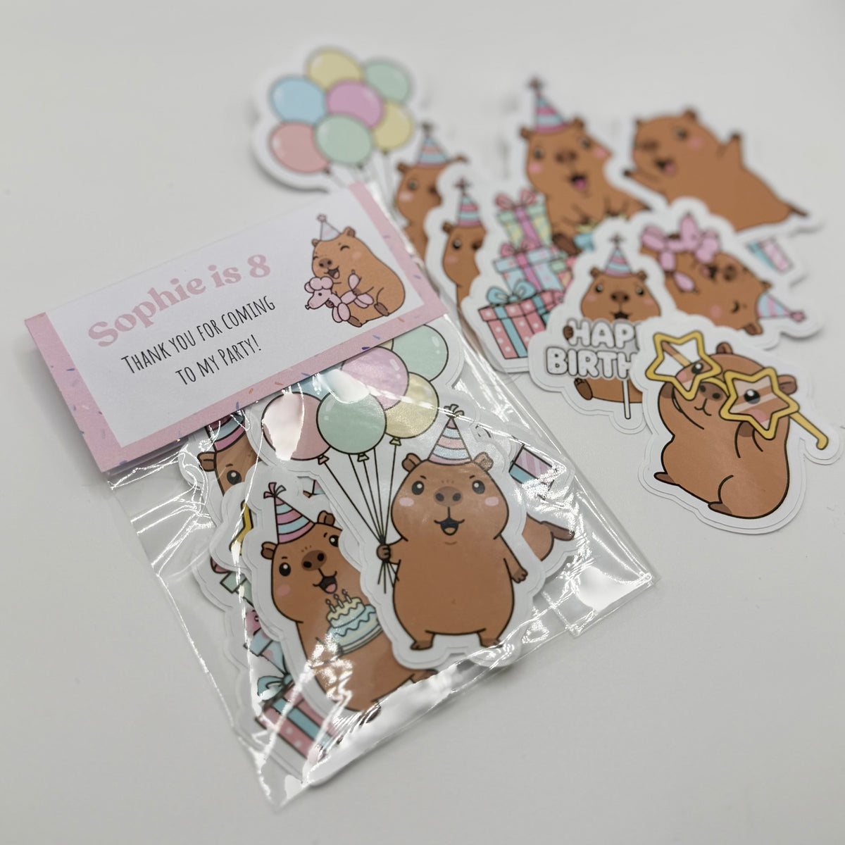 Sticker pack | Party favour | 7 individual stickers | Gift | 4 pack
