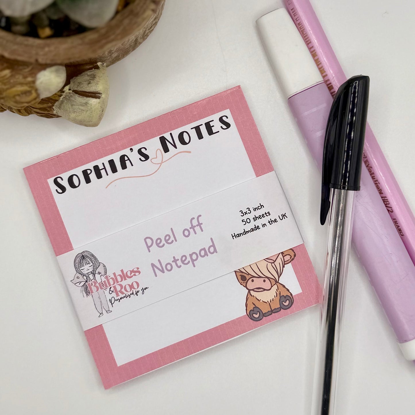Highland cow | 3x3inch note pad | Notes | Stationary