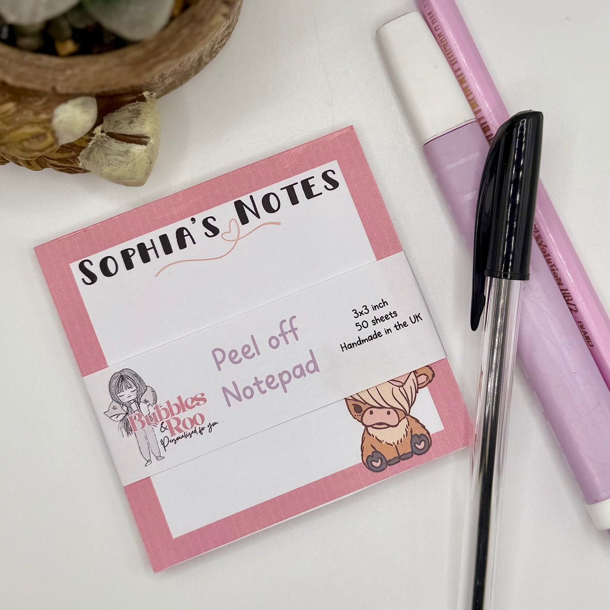 Highland cow | 3x3inch note pad | Notes | Stationary