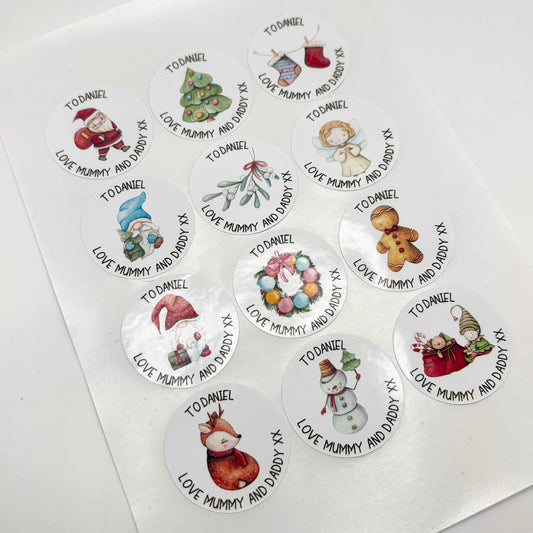 Santa and Friends | Christmas Present Labels | Name Stickers | Easy Packing